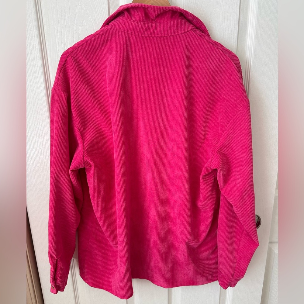 Bold Hot Pink Corduroy Button-Up Shirt - Picture 6 of 8